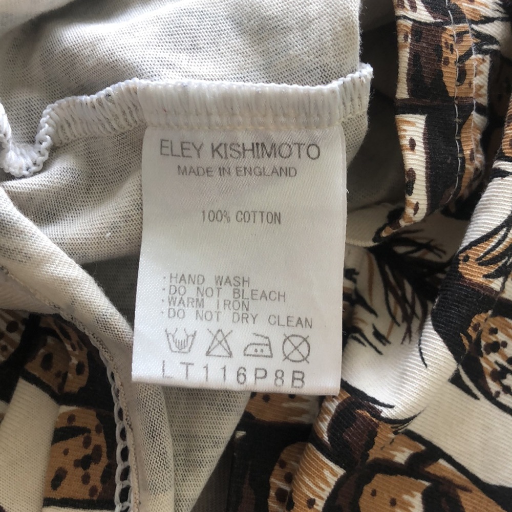 New Eley Kishimoto 100% cotton feather graphic dolman sleeve mini shirt dress - Picture 7 of 7